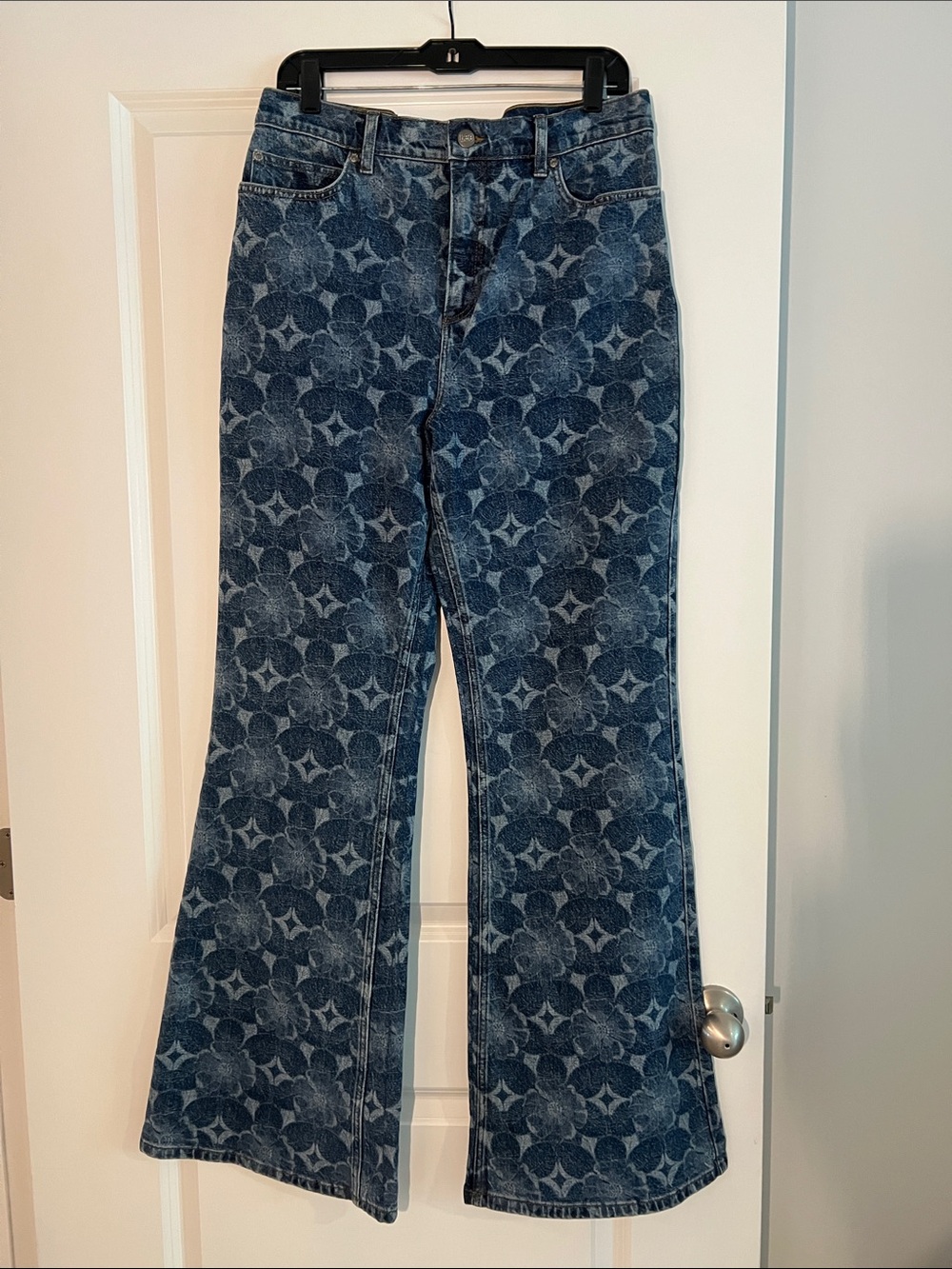Lee Blue Floral-Pattern Flare Jeans - Women's
